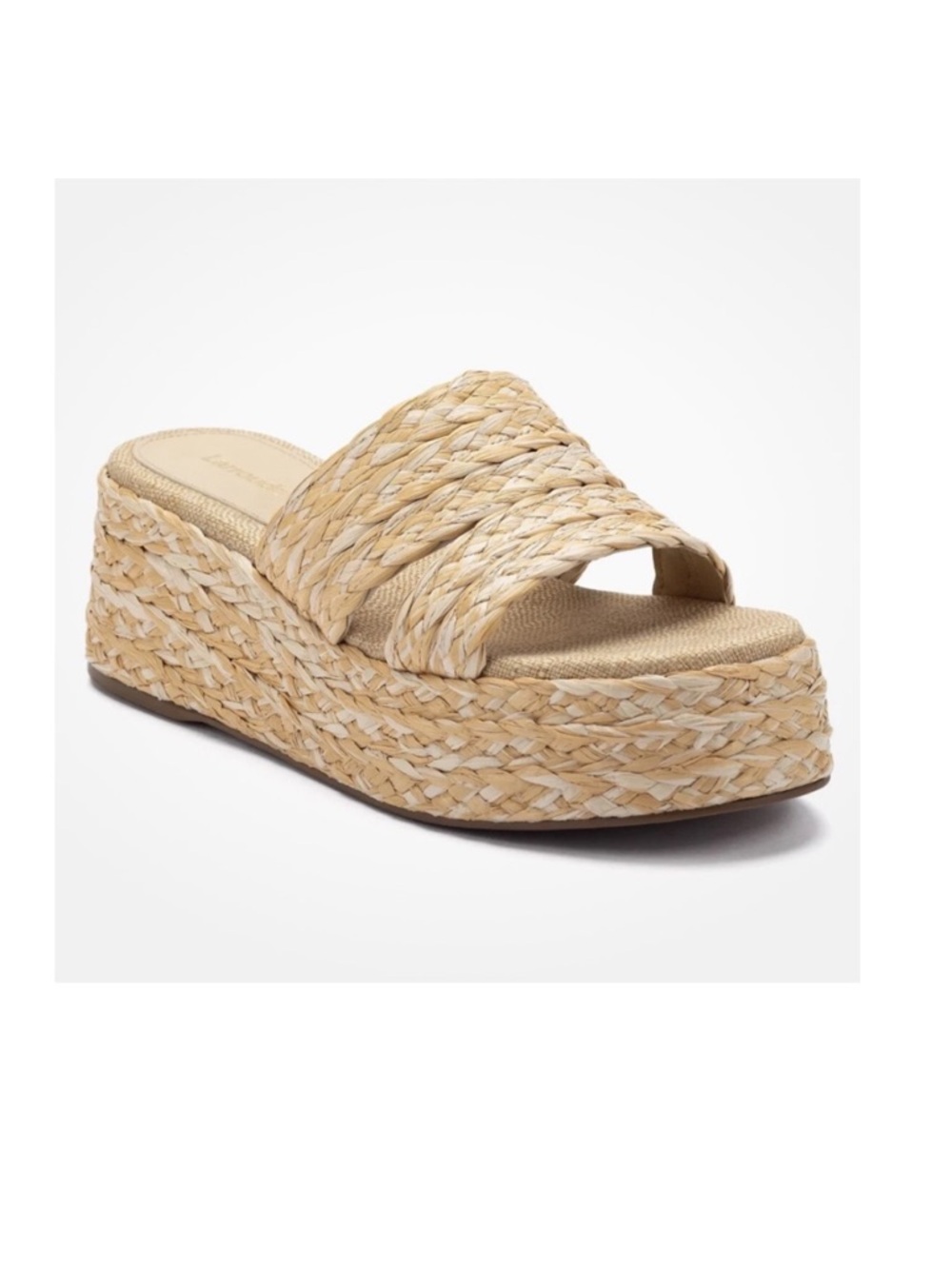 Larroudé Women's Ash Braided natural 
Raffia Flatform Sandals size 6.5 like new